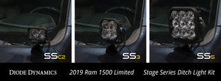 Diode Dynamics Stage Series Ditch Light Kit Pro White Combo: Fits Ram 1500 2019-2024 6.2L/5.7L