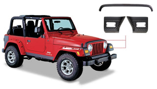 Bushwacker Trail Armor Hood Stone Guard and Front Corners Set: Fits Most Jeep Wrangler Models (1997-2006) - Black