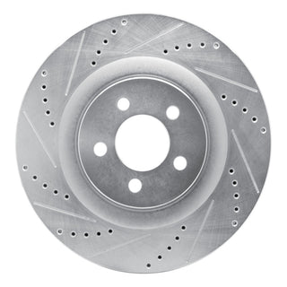 DFC 05-23 Chrysler 300 Front Left Drilled & Slotted Silver Brake Rotor