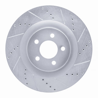 R1 Concepts Drilled & Slotted Brake Rotor (FRONT RIGHT): Fits Dodge Challenger / Charger / Chrysler 300 2005-2023 w/ Silver
