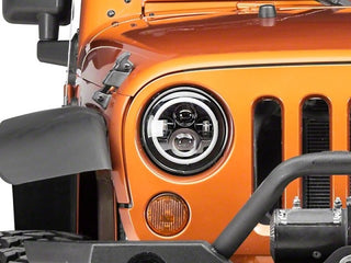 Raxiom Axial Halo Headlights w/ DRL Amber Signals Clear Lens: Jeep Wrangler TJ/JK 1997-2018 4.0L I6 / 3.8L V6