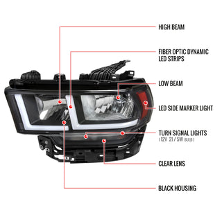 Spec D DRL LED Headlights (Black): Ram 2500 & 3500 2019 - 2024