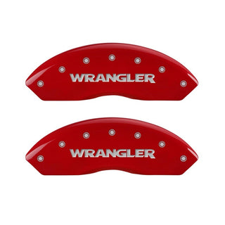 MGP Front set 2 Caliper Covers Engraved Front WRANGLER Red finish silver ch