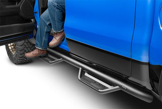 N-Fab Podium LG Hoop Step 3in Tube (LH): Fits Ram 1500 2019-2026 6.2L/5.7L - Tex. Black
