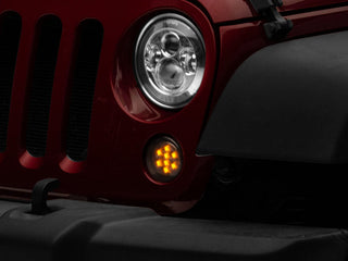 Raxiom Axial Series LED Amber Turn Signals (SMOKED): Fits Most Jeep Wrangler Models (2007-2018) w/ Black ABS Housing