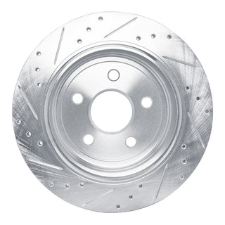 R1 Concepts Drilled & Slotted Brake Rotor (REAR RIGHT): Fits Dodge Durango / Jeep Grand Cherokee 2011-2026 w/ Silver