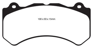 EBC Redstuff Front Brake Pads: Dodge Challenger & Charger 6.2L Hellcat & 6.4L 392 2015 - 2023 (w/ 6-Piston Calipers ONLY)