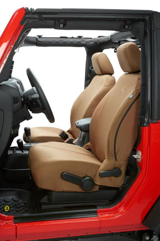 Bestop Front Seat Covers Tan: Jeep Gladiator 2020-2023 3.0L/3.6L / Wrangler JL 2018-2025 2.0L/3.6L/6.4L 392