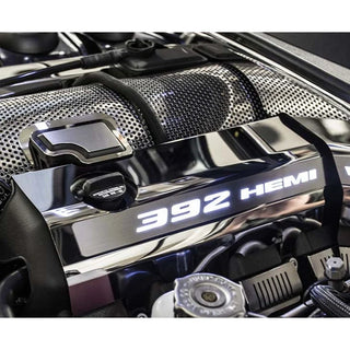 American Car Craft "392" Polished Fuel Rail Covers (ILLUMINATED): 300 / Challenger / Charger 6.4L 392 2011 - 2024