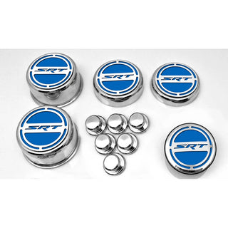 American Car Craft "SRT" Fluid & Shock Tower Cap Covers (11PC): Dodge Challenger V8 2008 - 2023