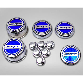 American Car Craft "SRT" Fluid & Shock Tower Cap Covers (11PC): Dodge Challenger V8 2008 - 2023