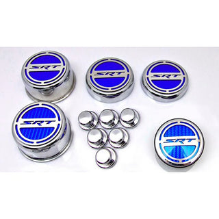 American Car Craft "SRT" Fluid & Shock Tower Cap Covers (11PC): Dodge Challenger V8 2008 - 2023