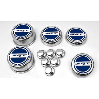 American Car Craft "SRT" Fluid & Shock Tower Cap Covers (11PC): Dodge Challenger V8 2008 - 2023