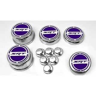 American Car Craft "SRT" Fluid & Shock Tower Cap Covers (11PC): Dodge Challenger V8 2008 - 2023