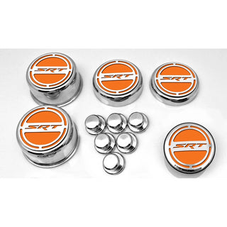 American Car Craft "SRT" Fluid & Shock Tower Cap Covers (11PC): Dodge Challenger V8 2008 - 2023