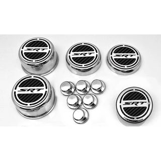 American Car Craft "SRT" Fluid & Shock Tower Cap Covers (11PC): Dodge Challenger V8 2008 - 2023
