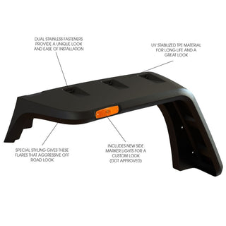 Rugged Ridge Hurricane Flat Fender Flare Kit Black: Jeep Wrangler 2007-2018 2.0L/3.6L/3.8L V6