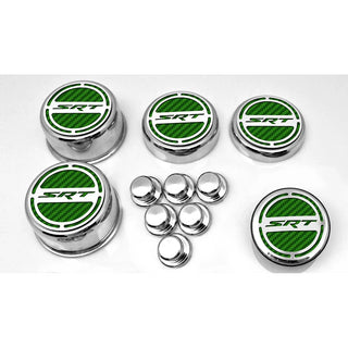 American Car Craft "SRT" Fluid & Shock Tower Cap Covers (11PC): Dodge Challenger V8 2008 - 2023