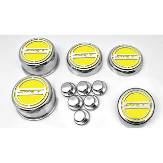 American Car Craft "SRT" Fluid & Shock Tower Cap Covers (11PC): Dodge Challenger V8 2008 - 2023