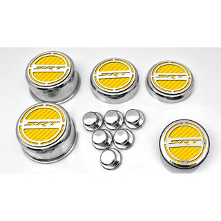 American Car Craft "SRT" Fluid & Shock Tower Cap Covers (11PC): Dodge Challenger V8 2008 - 2023