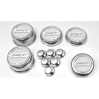 American Car Craft "SRT" Fluid & Shock Tower Cap Covers (11PC): Dodge Challenger V8 2008 - 2023