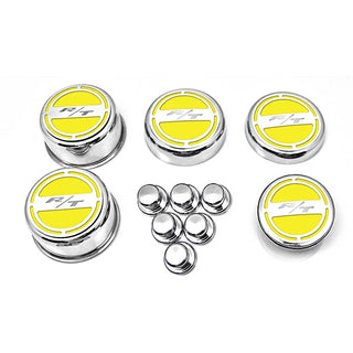 American Car Craft "R/T" Deluxe Fluid & Shock Tower Cap Covers (13PC): Dodge Challenger 5.7L Hemi 2009 - 2023