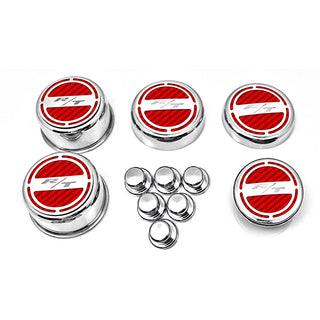 American Car Craft "R/T" Deluxe Fluid & Shock Tower Cap Covers (13PC): Dodge Challenger 5.7L Hemi 2009 - 2023