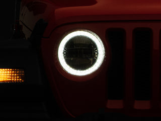 Raxiom Axial LED Headlights Black Housing: Jeep Wrangler JL 2018-2025 / Gladiator 2020-2025 6.4L 392 / 3.6L V6 / 3.0L EcoDiesel / 2.0L Turbo