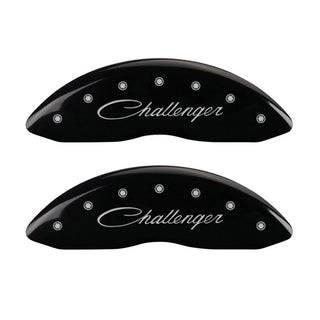 MGP 4 Caliper Covers Engraved Front Cursive/Challenger Engraved Rear RT Black finish silver ch