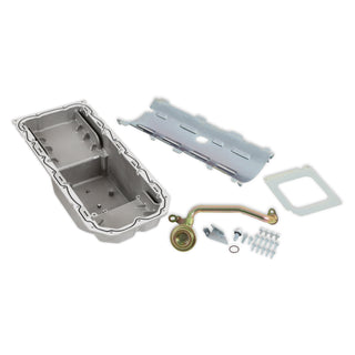 Holley Cast Aluminum Mid-Sump Gen III Hemi Swap Oil Pan: Dodge Challenger / Charger (1966-1974) - Natural