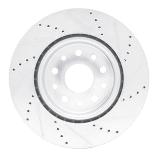 R1 Concepts Drilled & Slotted Brake Rotor (FRONT LEFT): Jeep Grand Cherokee 2022-2026 2.0L/3.6L/5.7L - Silver
