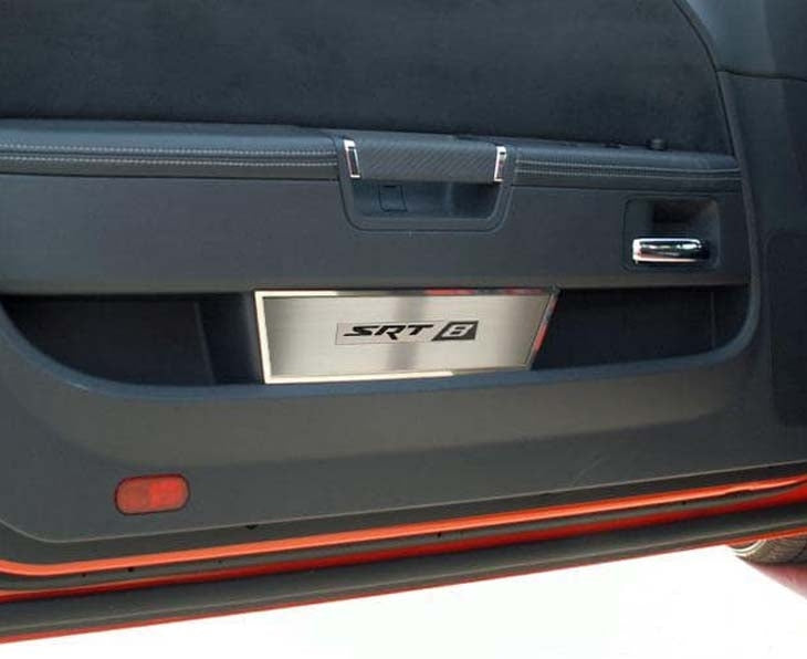 American Car Craft "SRT8" Brushed Door Badge Plate: Dodge Challenger 2008 - 2014