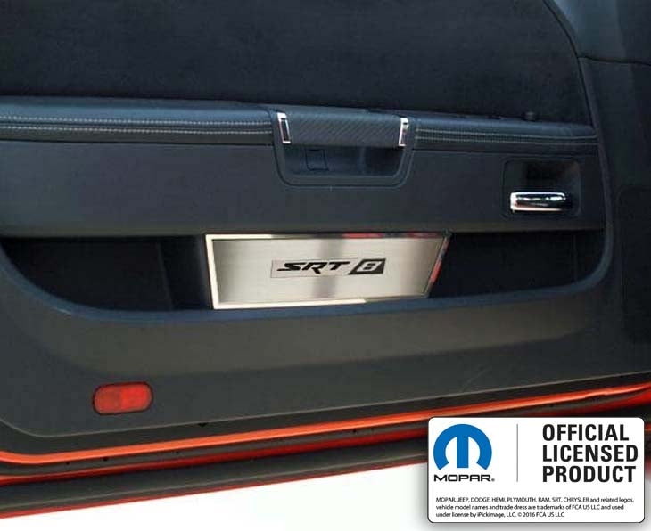 American Car Craft "SRT8" Brushed Door Badge Plate: Dodge Challenger 2008 - 2014
