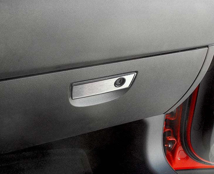 American Car Craft Brushed Glove Box Trim Plate: Dodge Challenger R/T SRT8 2008 - 2014