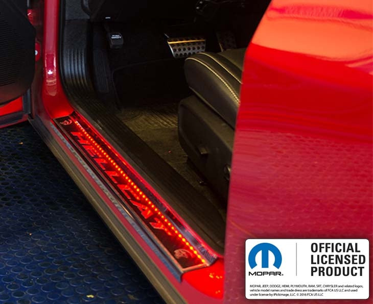 American Car Craft "HELLCAT" Door Sills (LED): Dodge Challenger 6.2L Hellcat 2015 - 2023