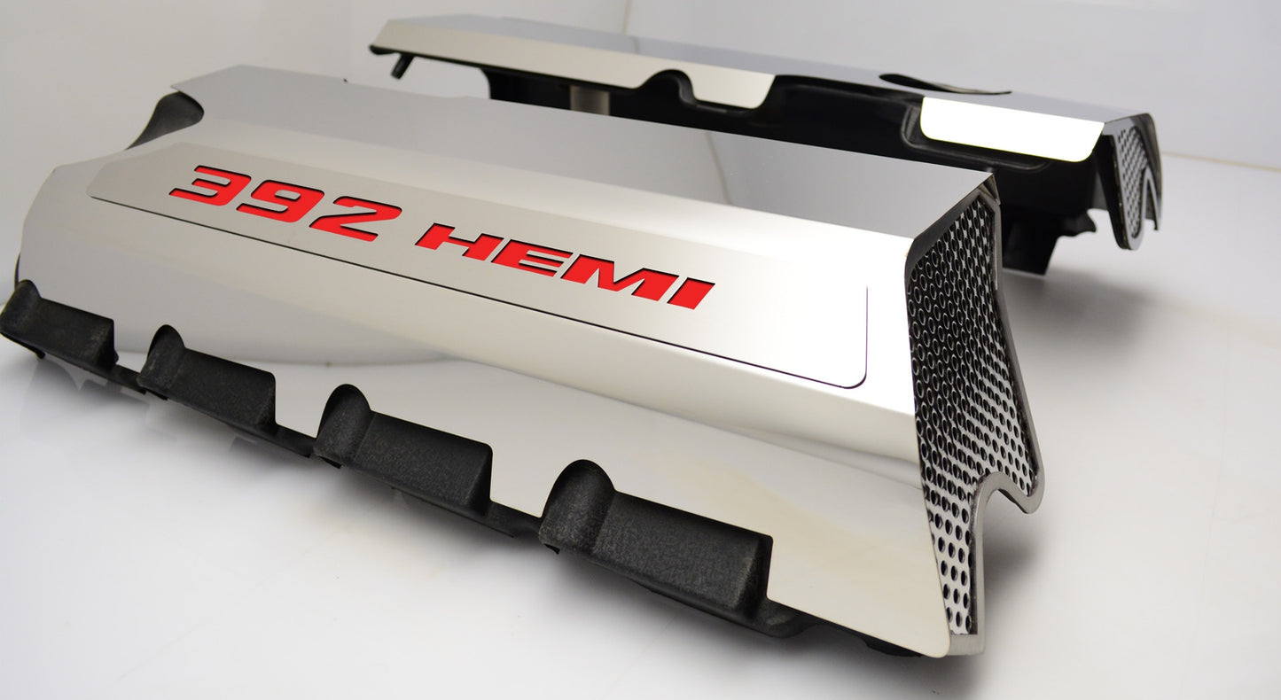American Car Craft "392" Polished Fuel Rail Covers (CARBON FIBER): 300 / Challenger / Charger 6.4L 392 2011 - 2024