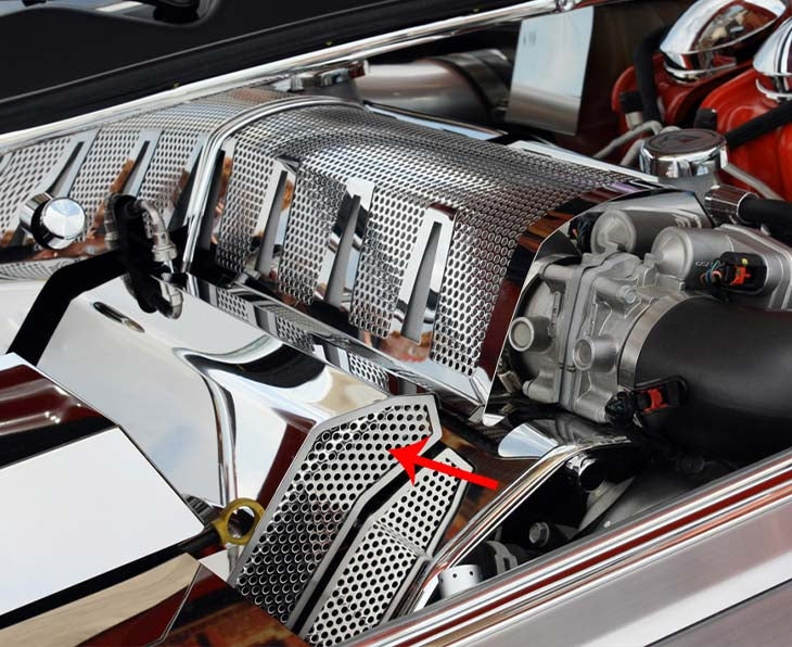 American Car Craft Fuel Rail Covers Polished / Perforated (Aftermarket Air Box): 300C / Challenger / Charger / Magnum 6.1L SRT8 2006 - 2010