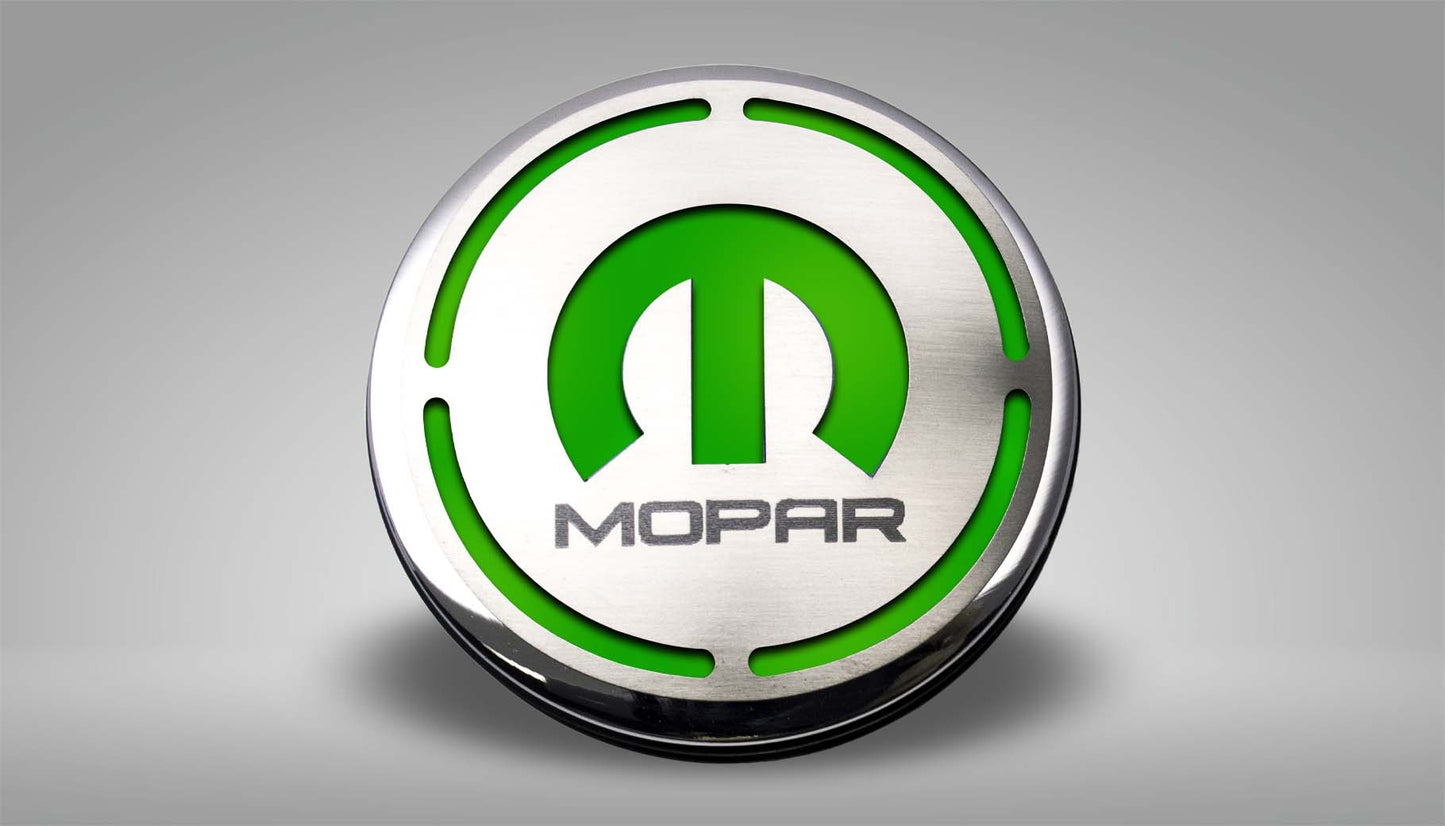 American Car Craft "MOPAR" Deluxe Fluid & Shock Tower Cap Covers (13PC): Dodge Challenger V8 2008 - 2023