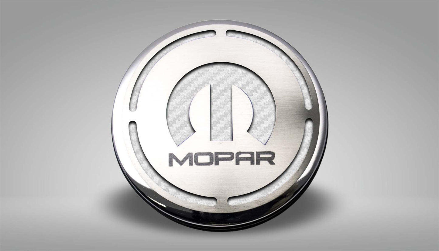 American Car Craft "MOPAR" Deluxe Fluid & Shock Tower Cap Covers (13PC): Dodge Challenger V8 2008 - 2023
