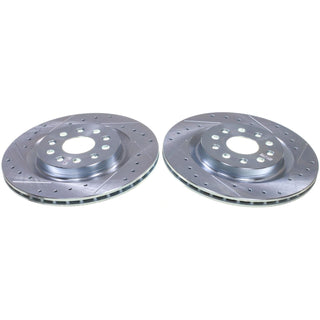 PowerStop Drilled & Slotted Zinc Plated Rear Rotors (PAIR) (REAR): Jeep Grand Cherokee 21-24 5.7L/3.6L/2.0L