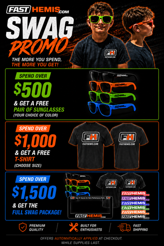 Promotional poster for Fast Hemis featuring sunglasses and t-shirts with brand logo.