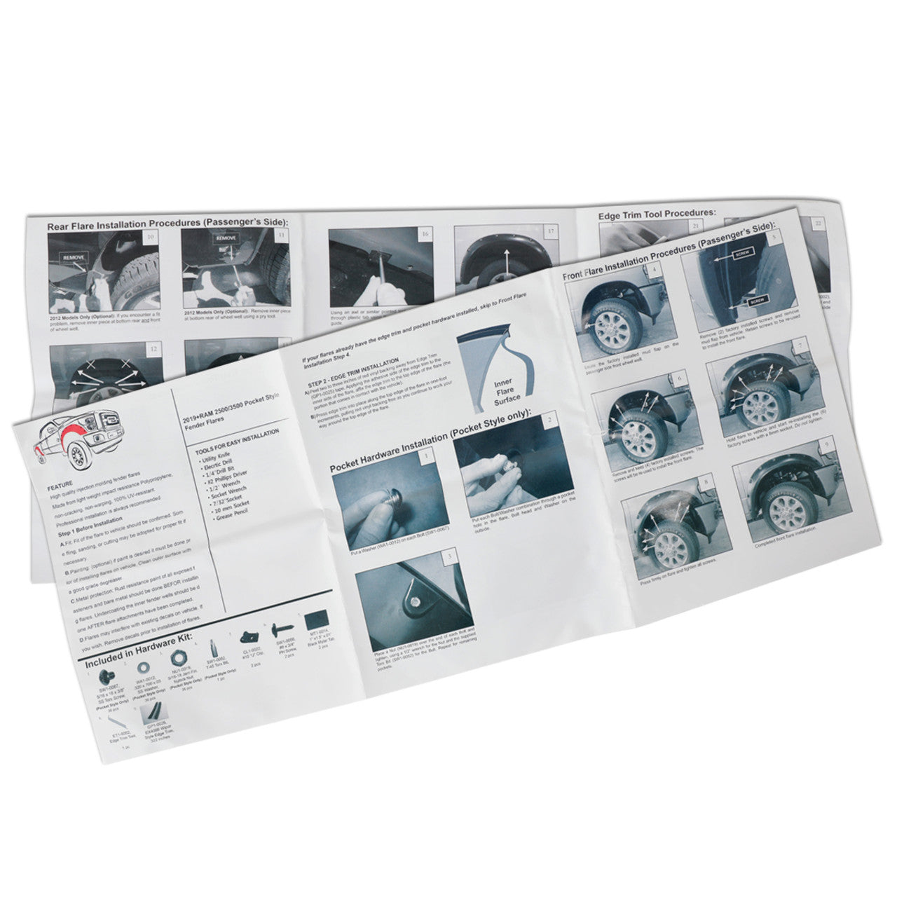 Spec D Riveted Style Fender Flares (Smooth Black, 4pc): Ram 2500 & 3500 2019 - 2024