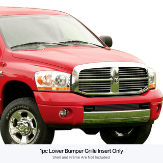 APS Black Stainless Lower Billet Grille (Tow Hook Show): Dodge Ram 2006 - 2009