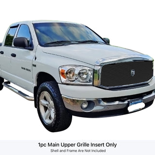 APS Black Stainless Upper Billet Grille (w/ Logo Show): Dodge Ram 2006 - 2009
