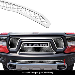 APS Polished Stainless Lower Mesh Grille Rebel (w/OUT Sensor): Ram 1500 2019 - 2024