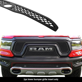 APS Black Stainless Lower Mesh Grille (WITH Front Sensor): Ram 1500 2019 - 2024