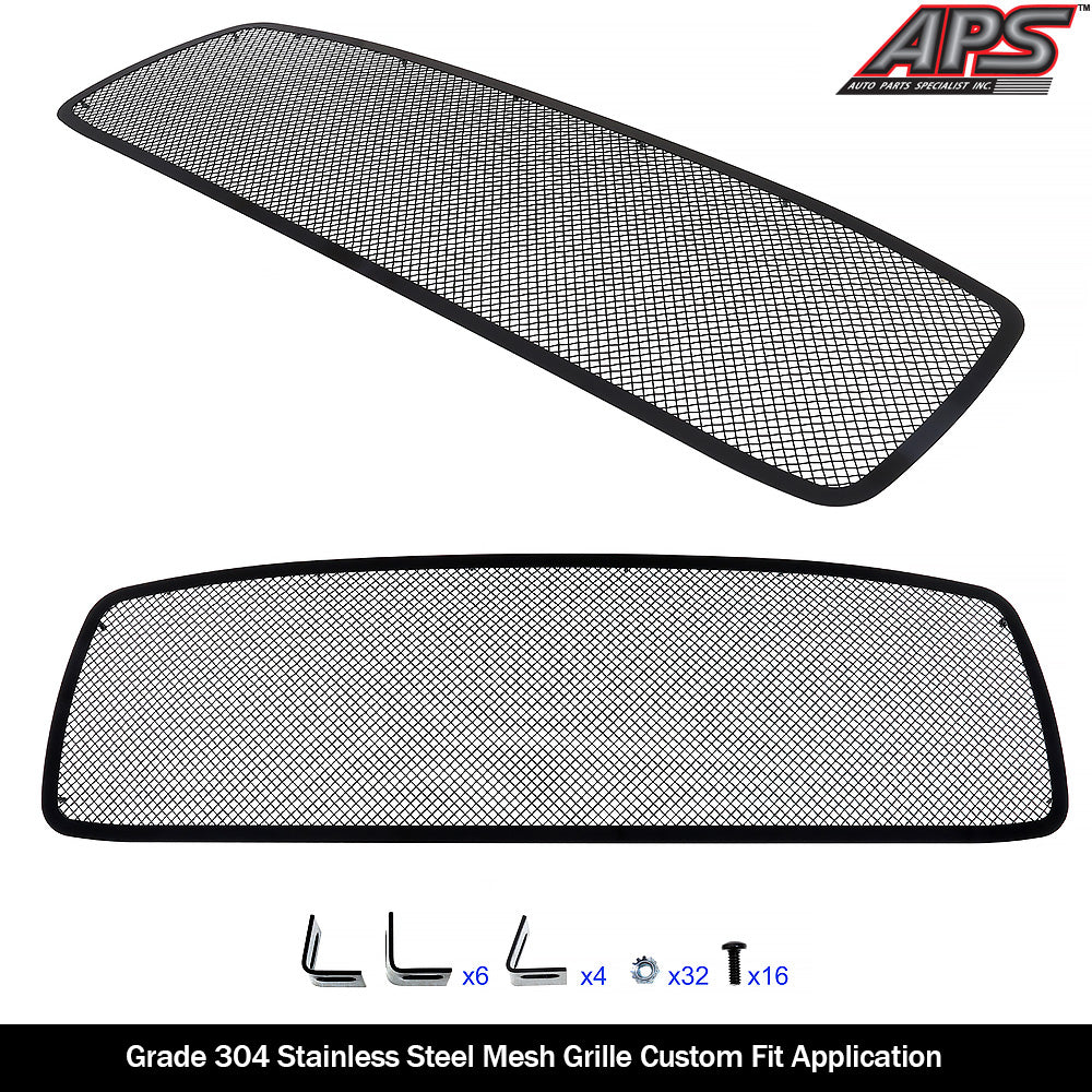 APS Black Stainless Upper Mesh Grille: Dodge Ram 2002 - 2005