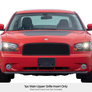 APS Black Stainless Upper Mesh Grille: Dodge Charger 2006 - 2010
