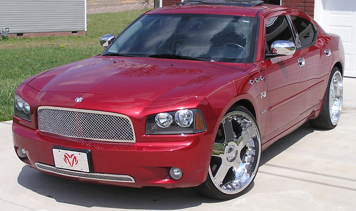 APS Polished Stainless Upper Mesh Grille (2.5mm Wire): Dodge Charger 2006 - 2010