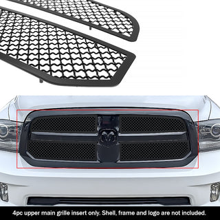 APS Black Stainless Upper Mesh Grille (w/ OEM Honeycomb): Ram 1500 2013 - 2018